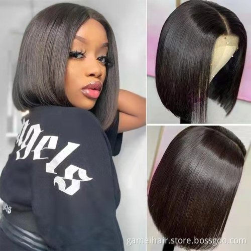 hd Lace Frontal Short Bob Human Hair Wigs Brazilian Virgin HD Swiss Lace Straight Wig For Black Women